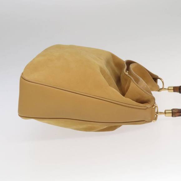 GUCCI Bamboo Hand Bag Leather 2way Beige Gold 001 14 1577 Auth bs19044 - Picture 3 of 16